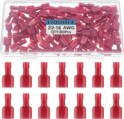 Conectores pala macho hembra nailon 22-16 AWG rojo 80 uds
