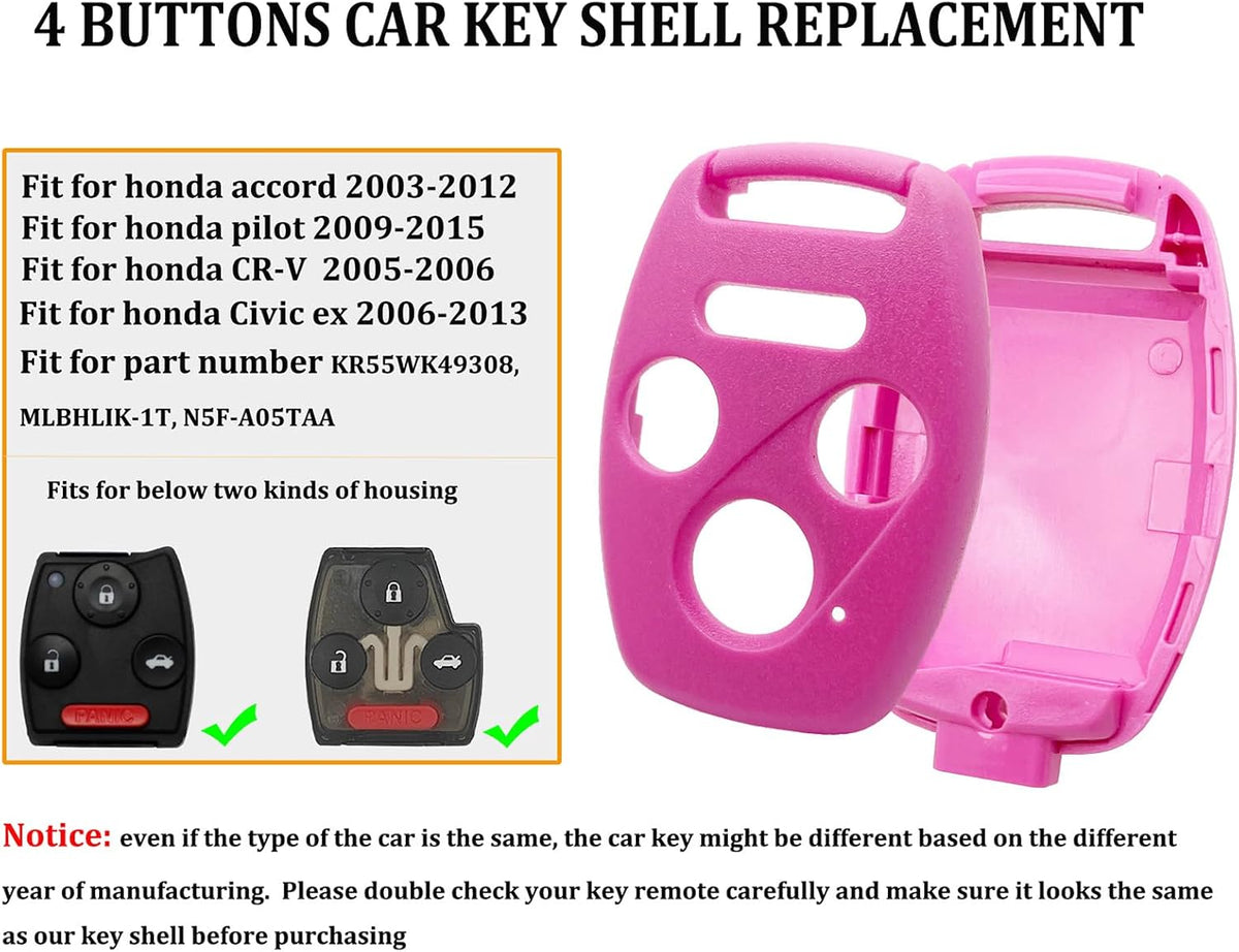 Funda llavero Honda Accord 03-12 Civic EX 06-13 Pilot 09-15 CR-V 05-06 rosa