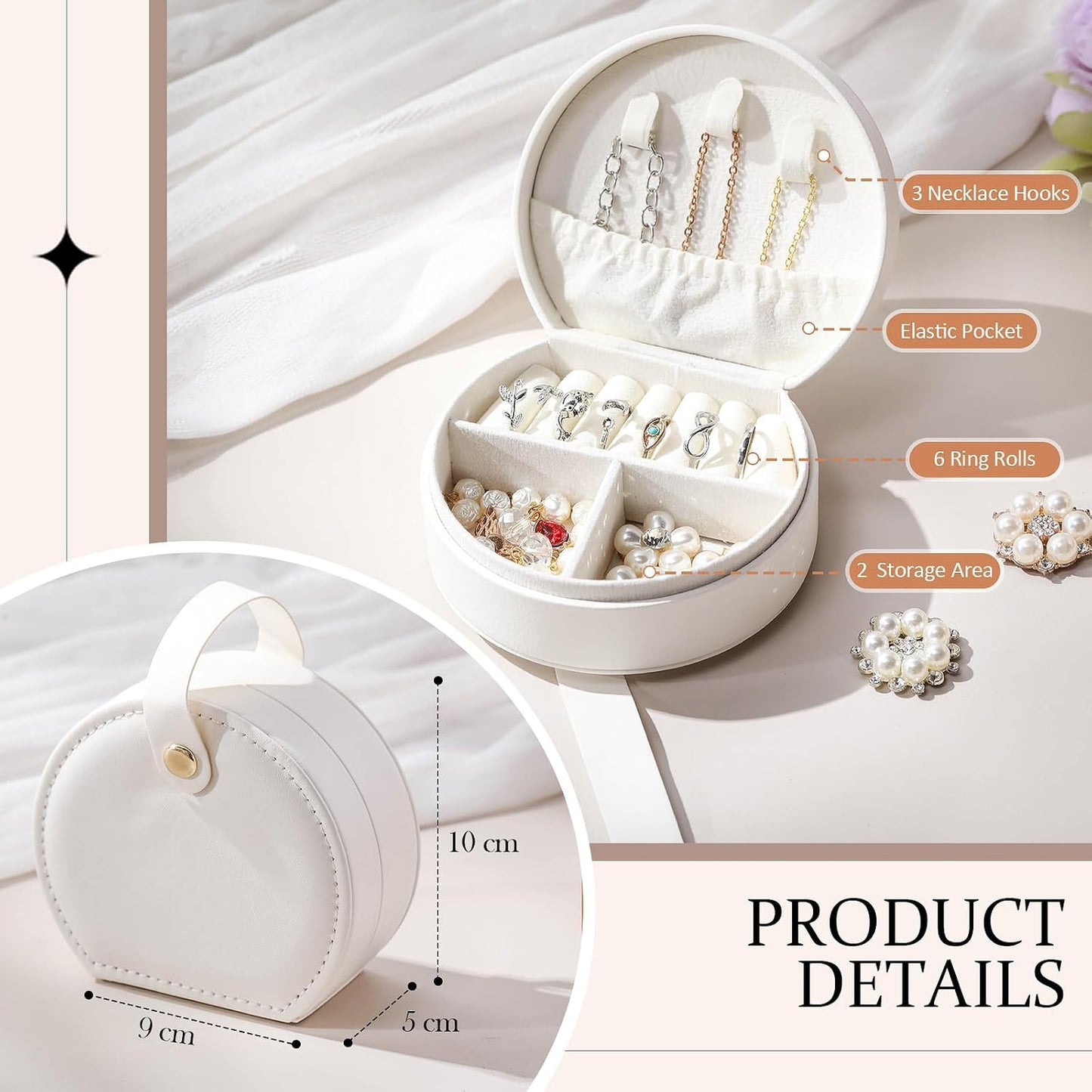 12 Pzas Joyero Viaje Cuero para Damas de Honor Blanco