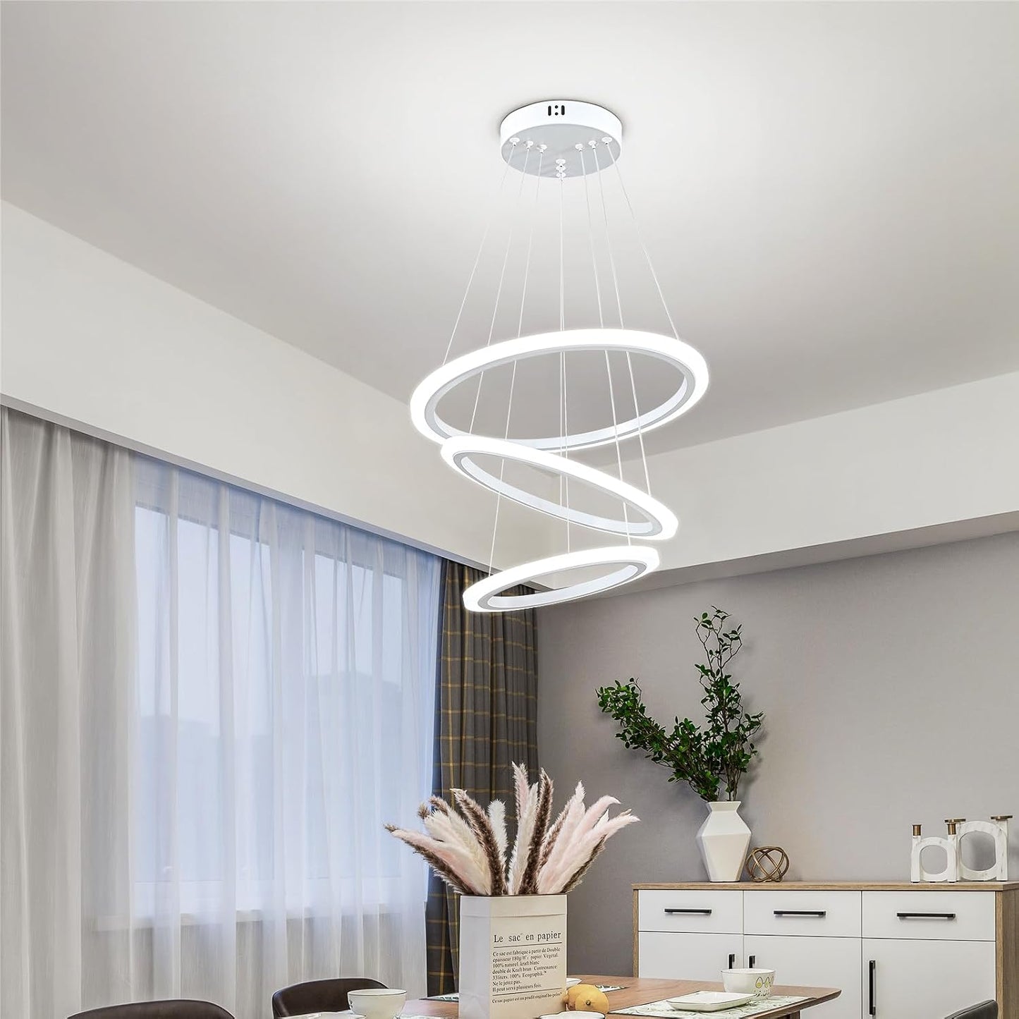 Candelabro LED 3 anillos colgante ajustable dormitorio