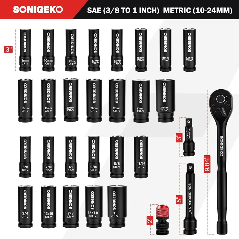 Set 30 Pzas Dados Impacto Acero 3-5 Ptos