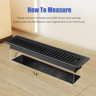 Registro piso 2x14 pack 6 rejilla ventilación acero negro