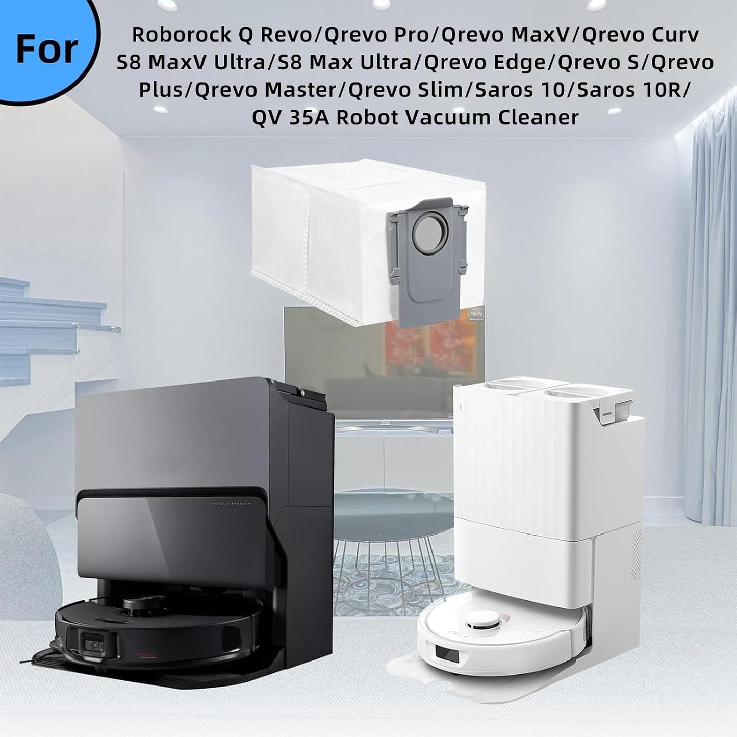 8 Bolsas Polvo Roborock QV 35A Saros 10 Qrevo 2.7L