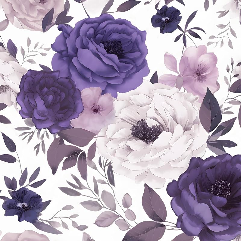 Papel tapiz floral lavanda 17.5x393.5" extraíble