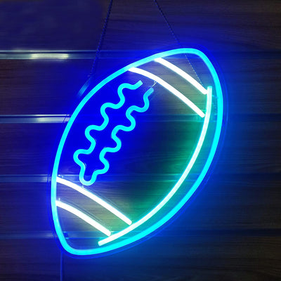 Letrero neón fútbol azul para dormitorio y fiestas