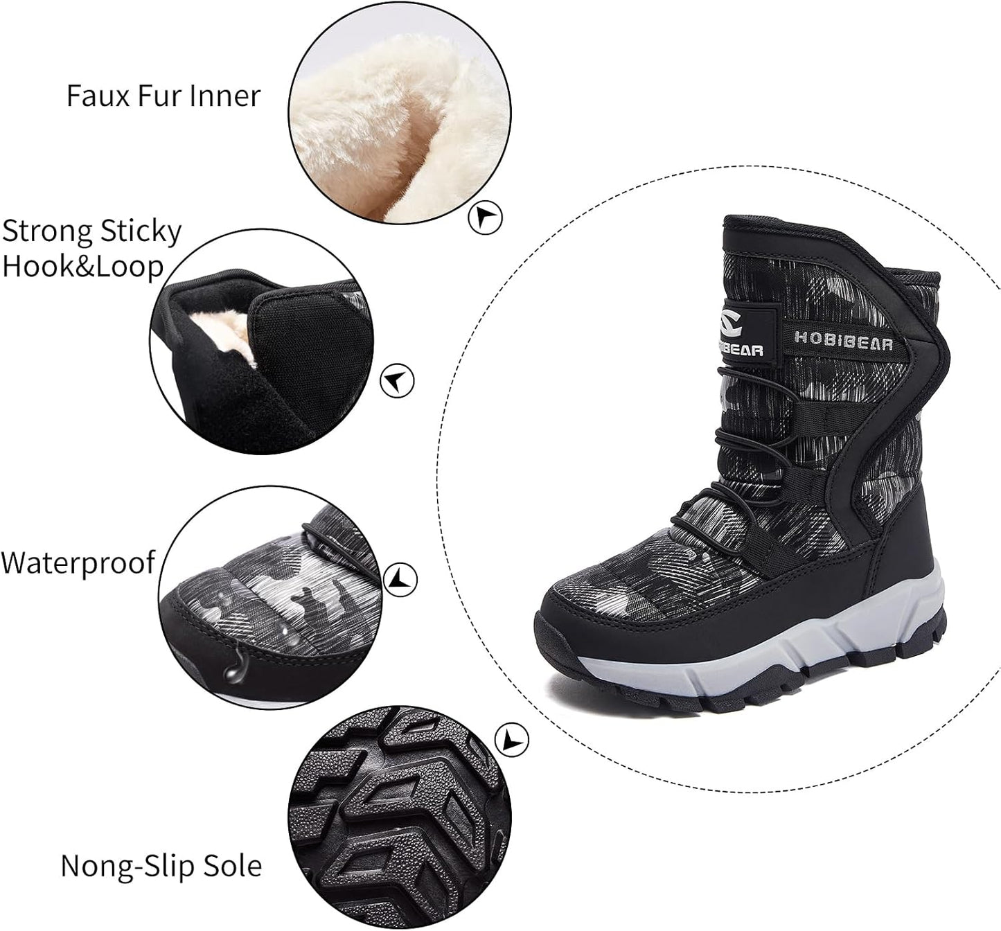 Botas nieve niños impermeables antiderrap invierno