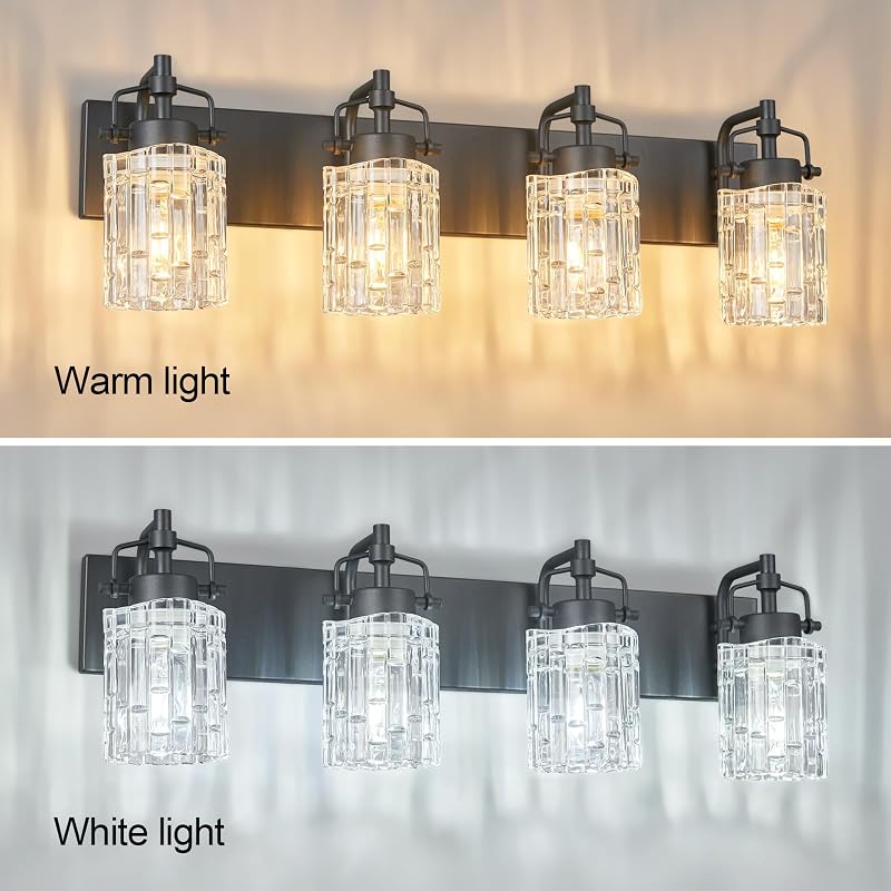 Lámpara tocador cristal 4 luces sobre espejo baño dormitorio