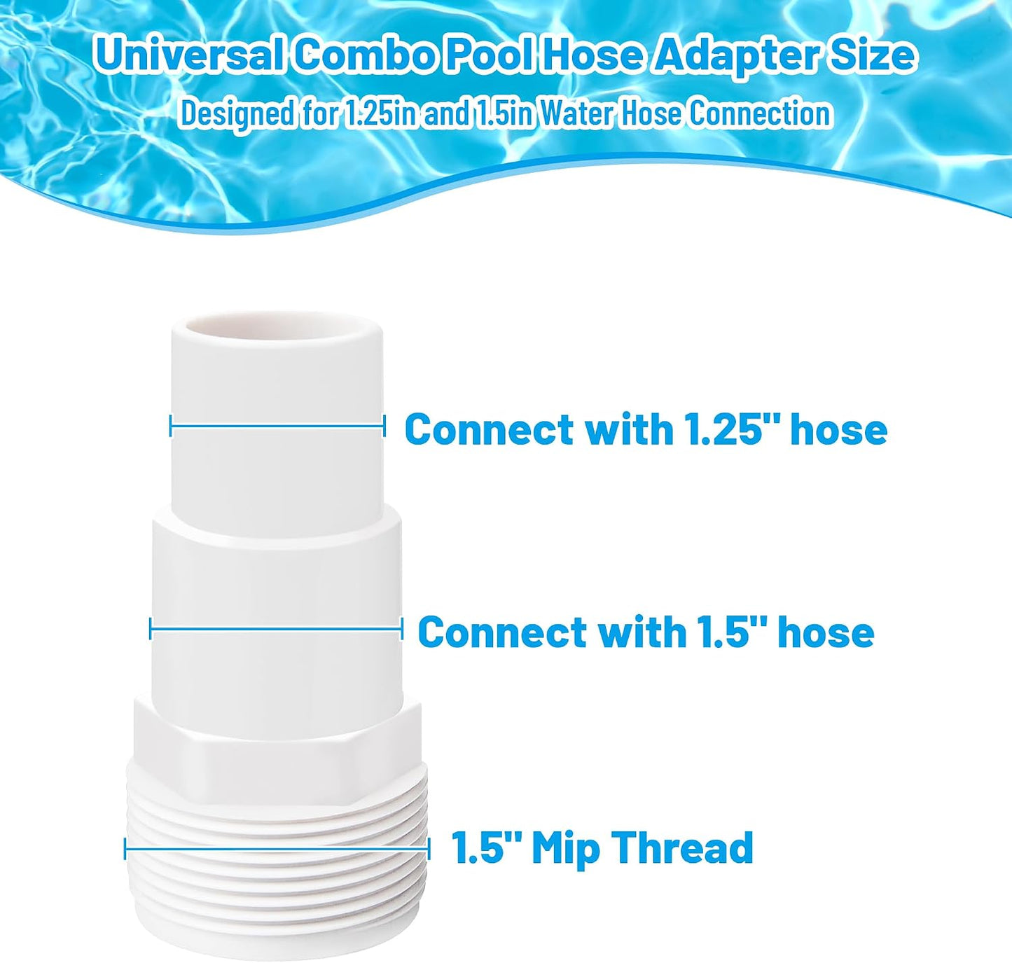 Adaptador manguera piscina 1-1/4 a 1-1/2 pulg