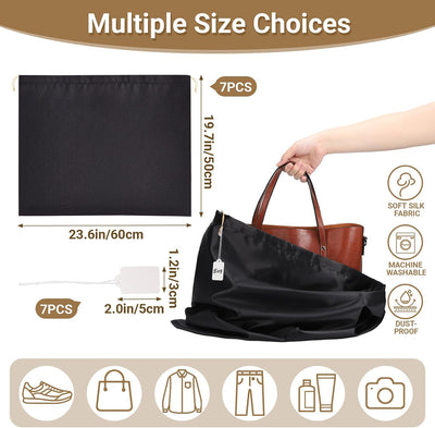 Bolsas de polvo para viaje con cordón 7 pzas Negro 9.3x19.7in