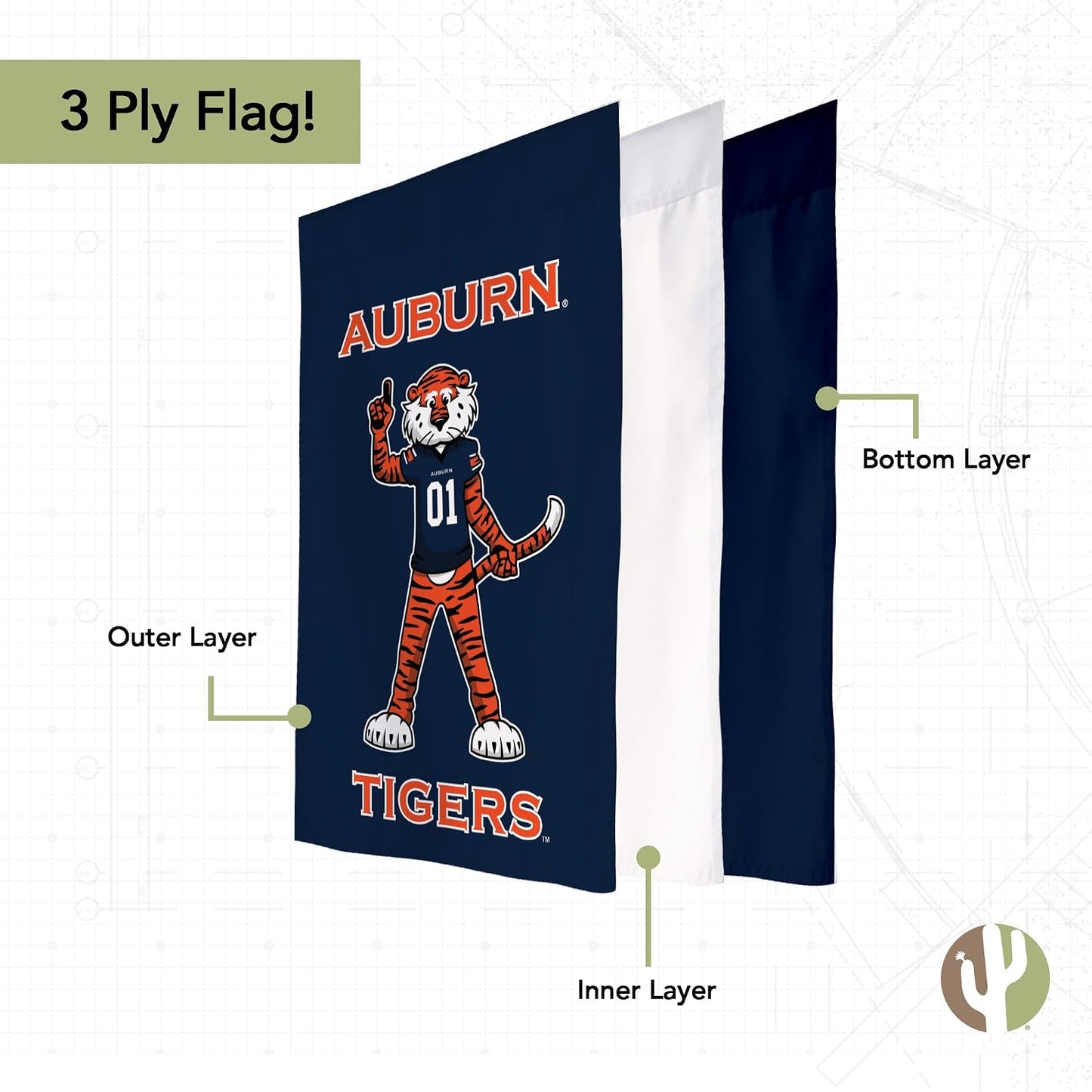 Bandera jardín Auburn Tigers 19x12pulg diseño T