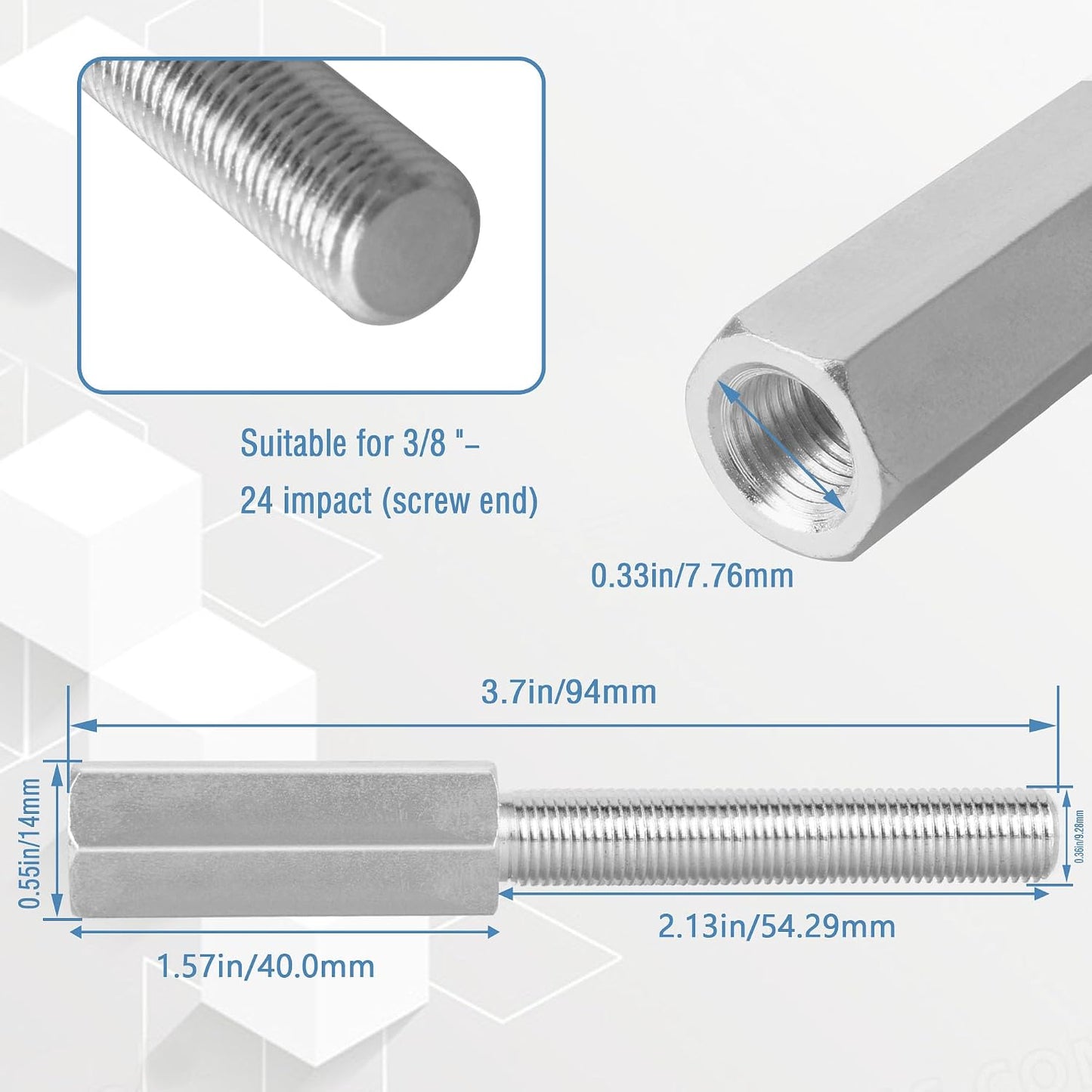 Extensión choque 3/8x24 pulg 2 Pzas