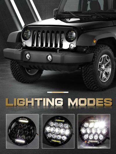 Faro LED H6024 7pulg negra compatibles Jeep Chevy Ford Mazda