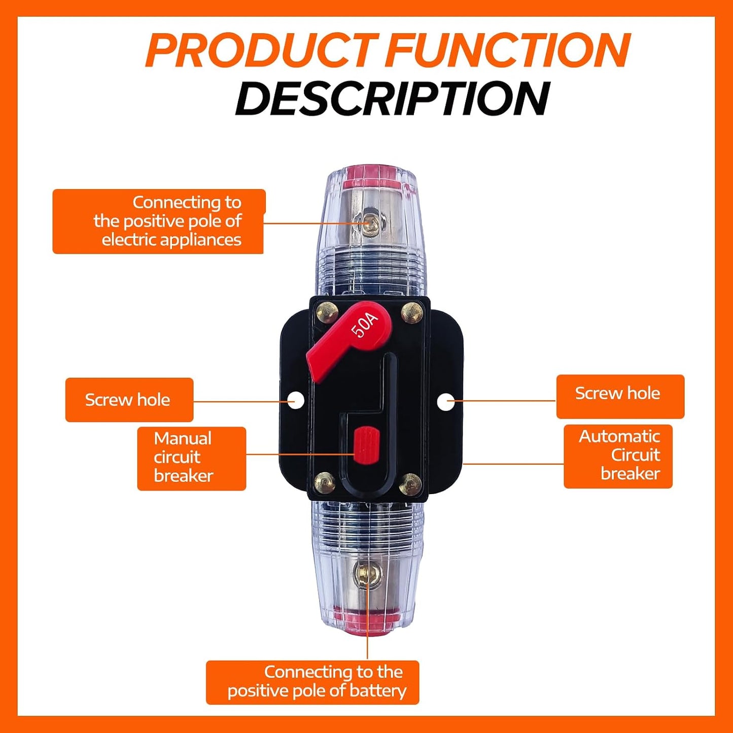 Interruptor circuito 60A fusible reiniciable para sonido auto barco