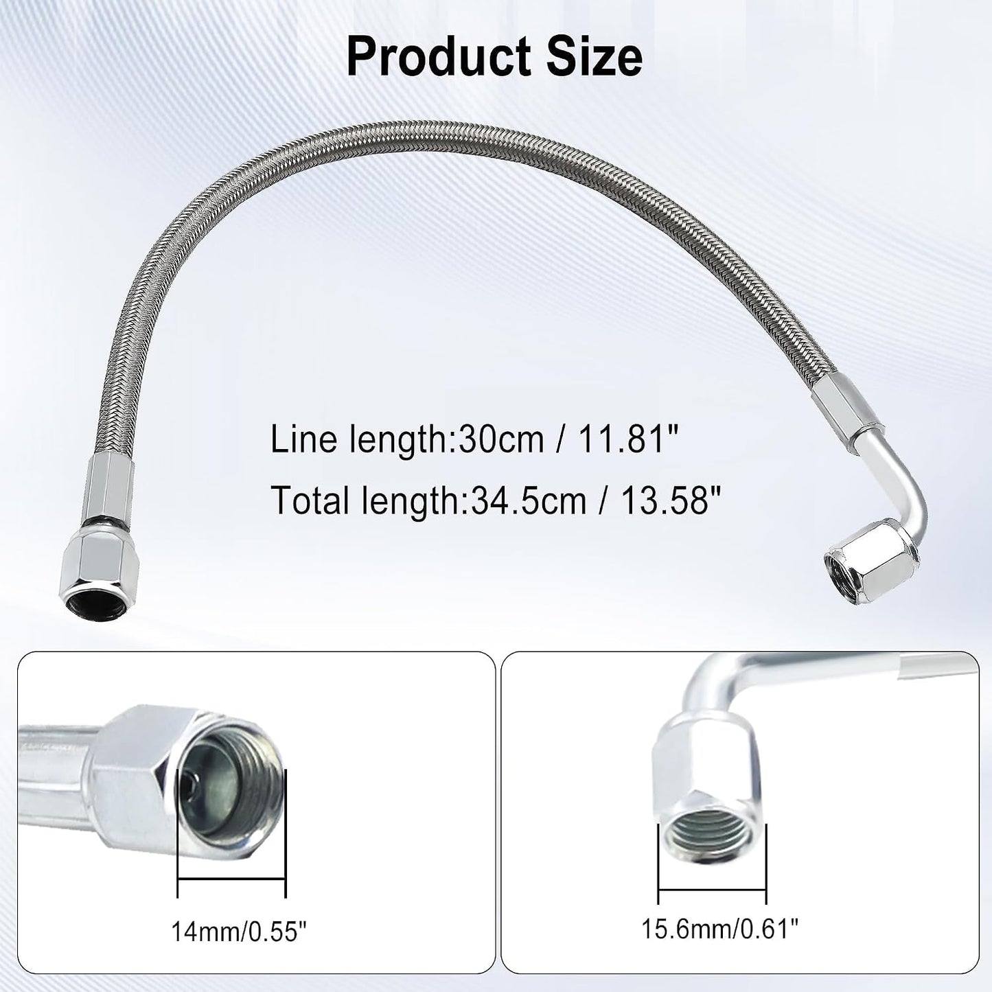 Línea aceite 12pulg acero inox trenzado 4AN extremo 90grados