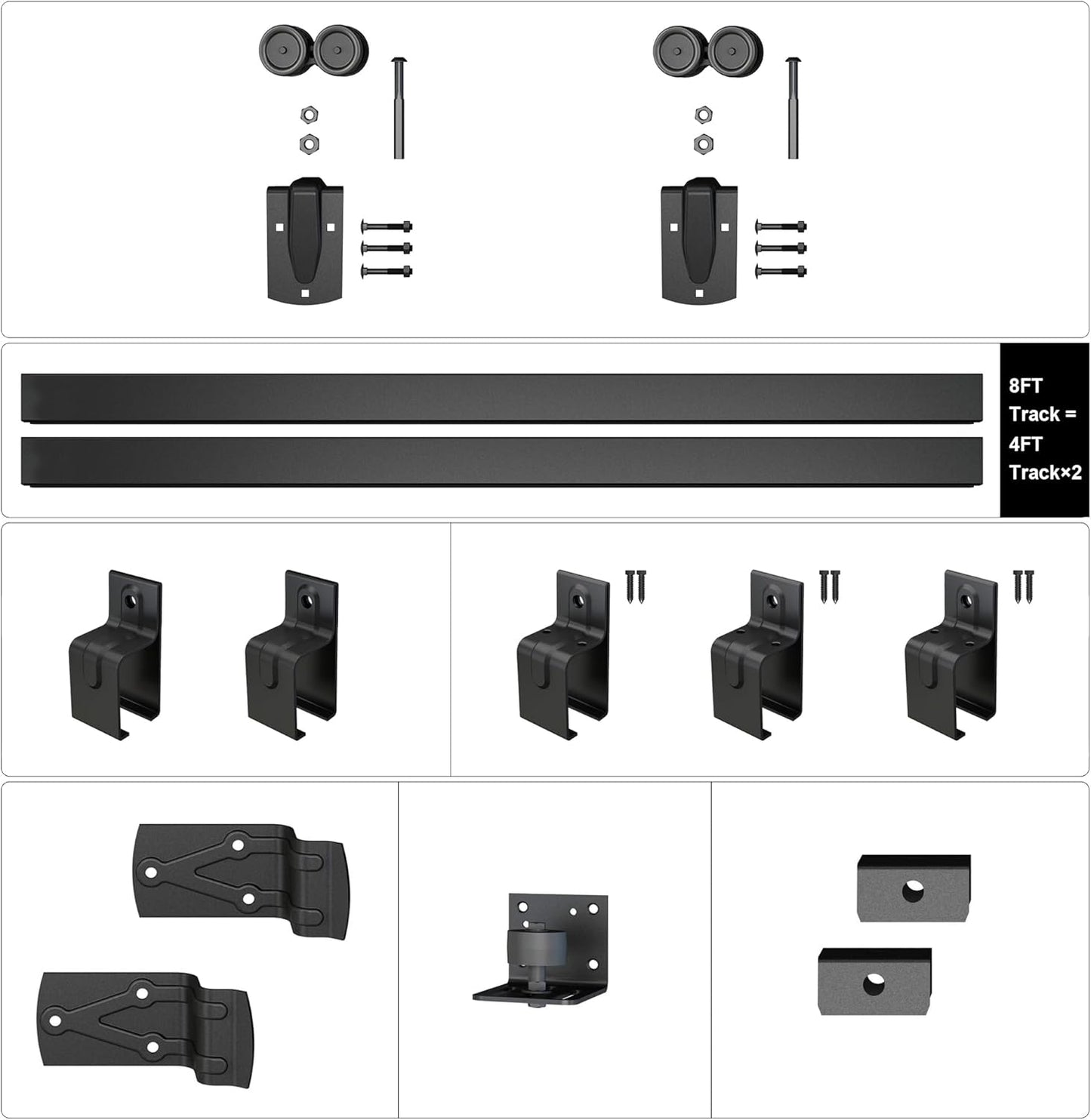 Kit herrajes puerta corrediza granero 8ft 450lb acabado