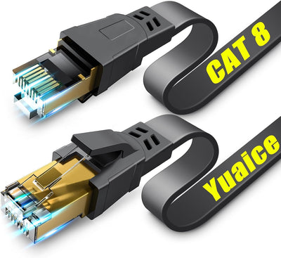 Cable Ethernet Cat 8 plano 20pies conector RJ45 chapado oro