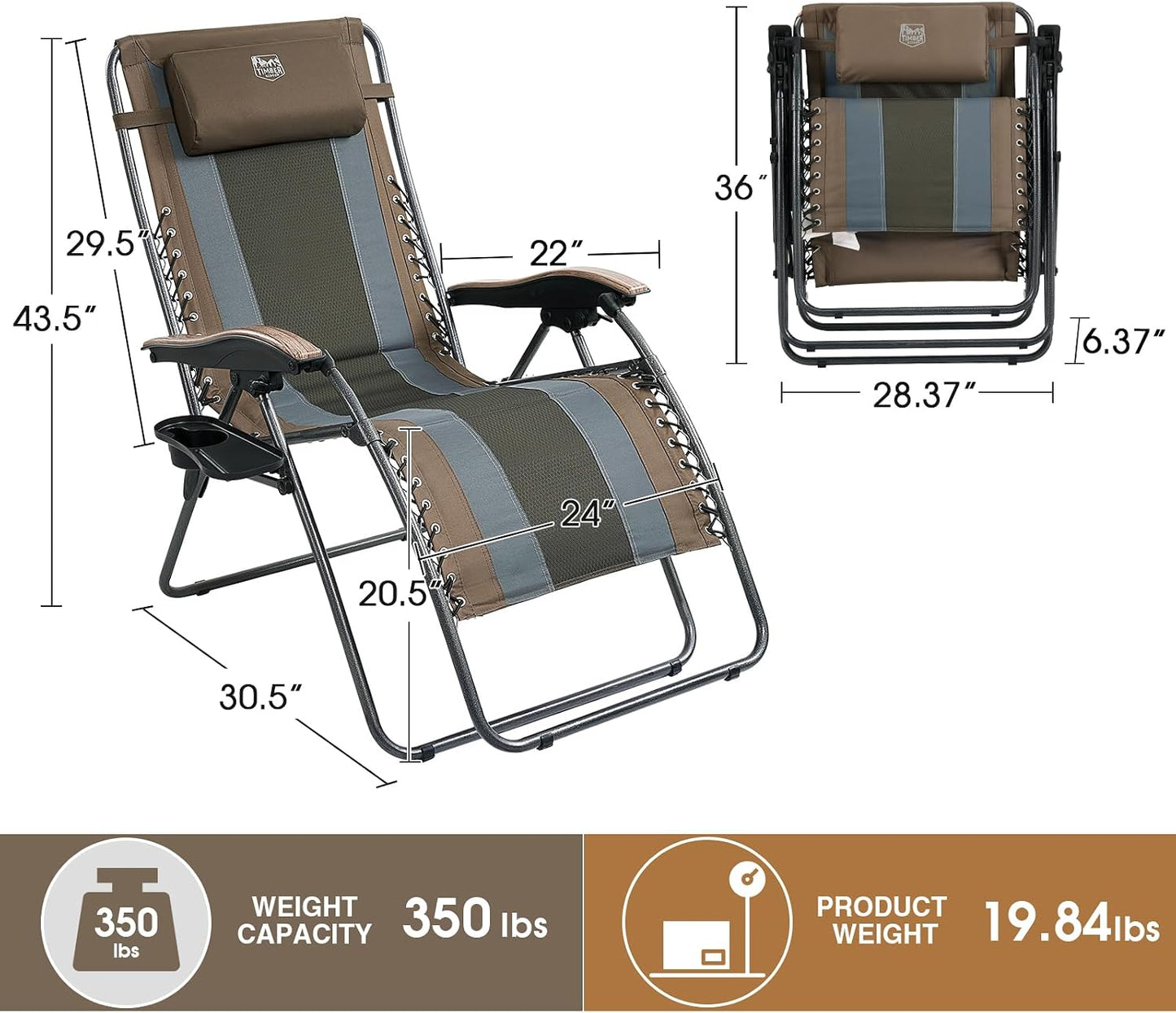 Silla relax ajustable con respaldo 350lbs camping