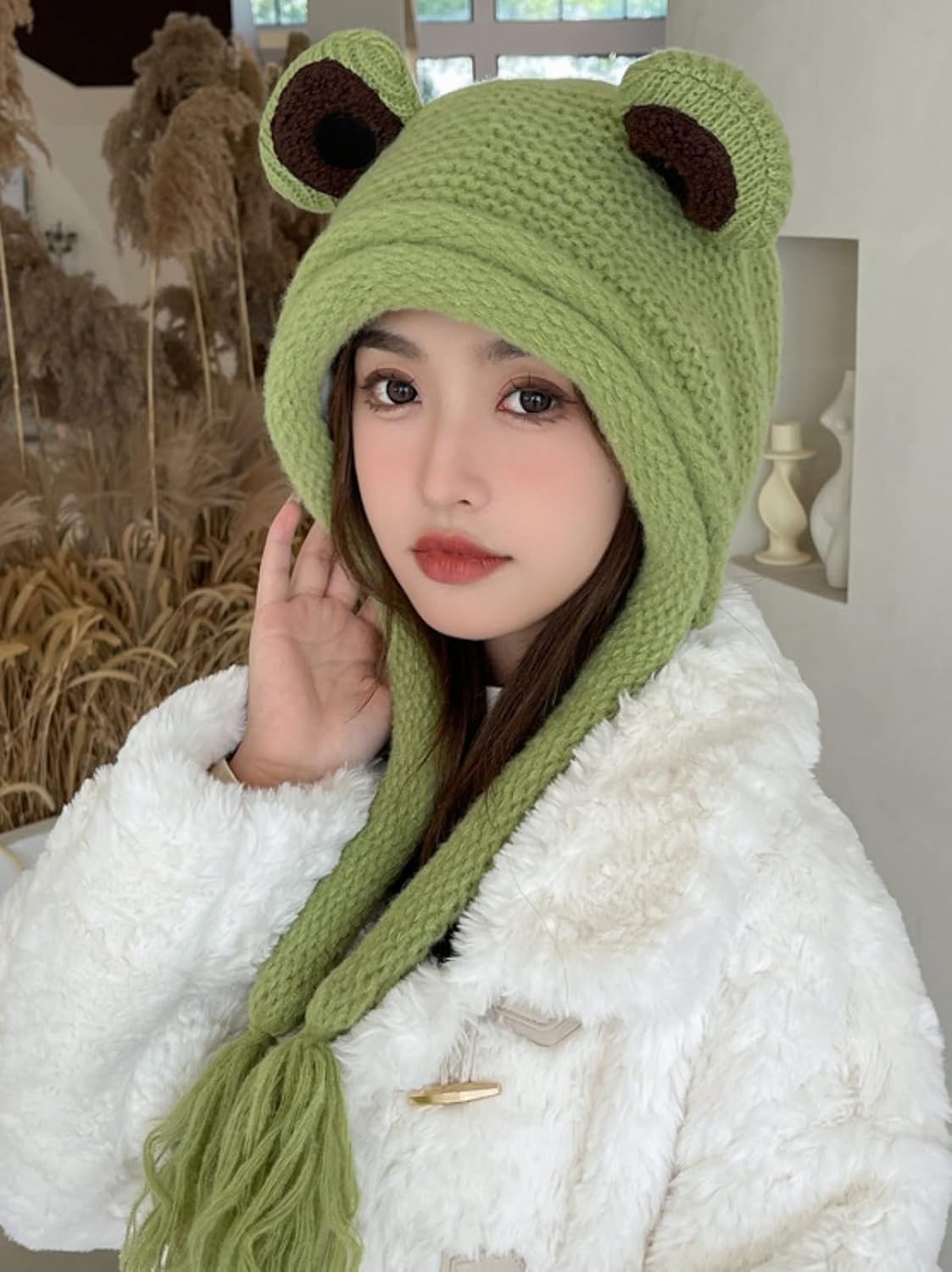 Gorro rana adulto punto ganchillo otoño invierno
