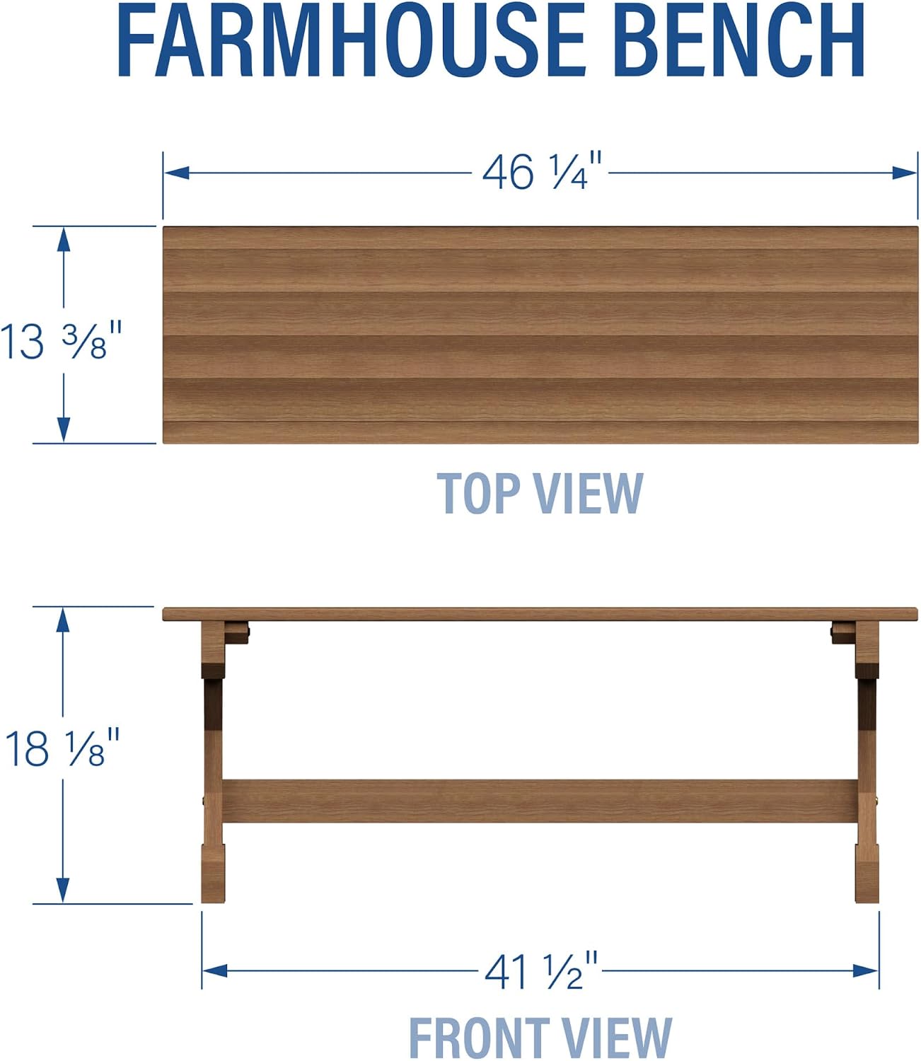 Banco madera meranti estilo granja 46pulg uso interior