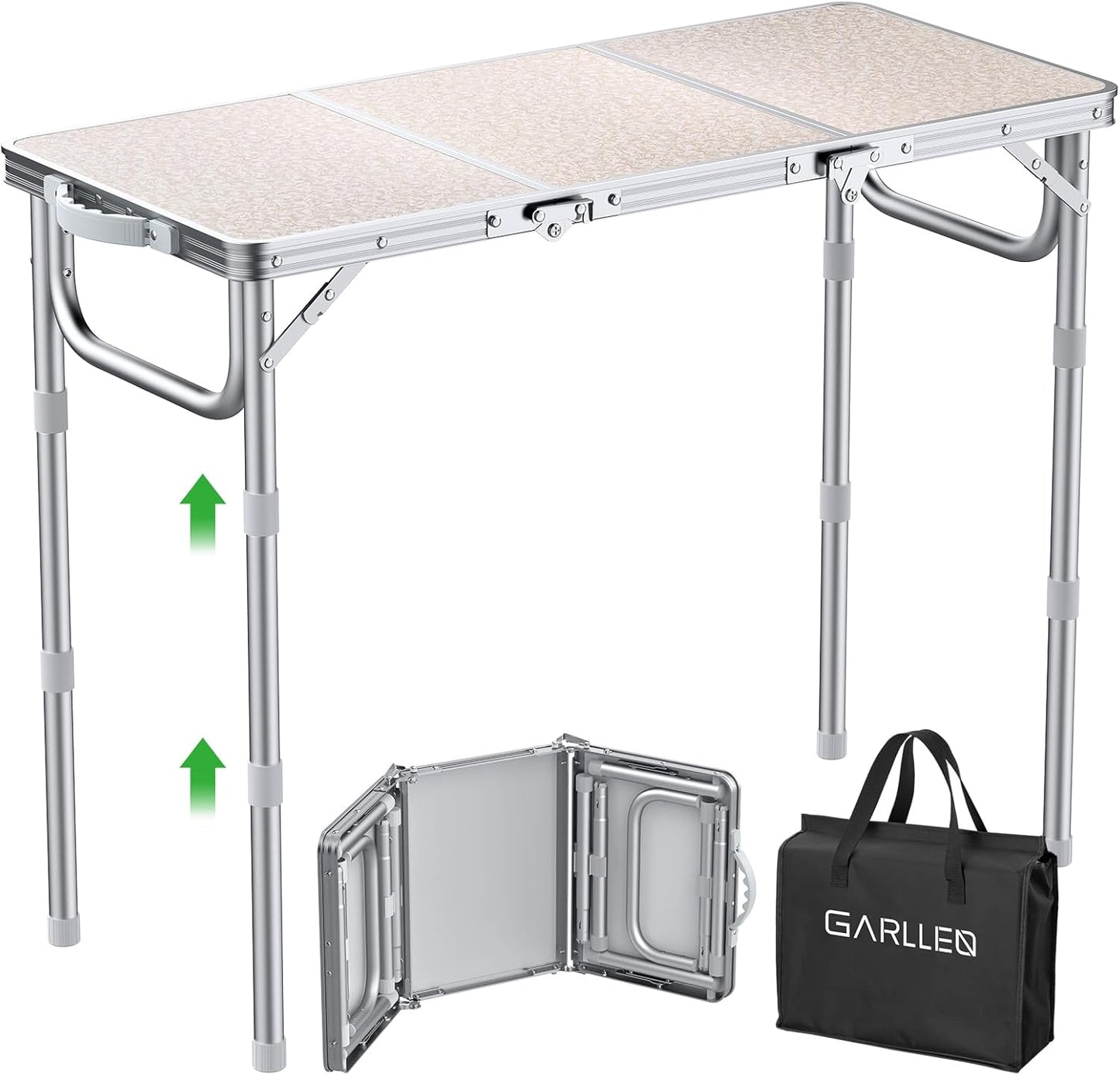 Mesa campamento plegable aluminio 34.2pulg color plateado