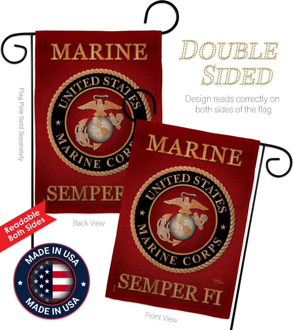 Bandera arpillera USMC para jardín soporte pared