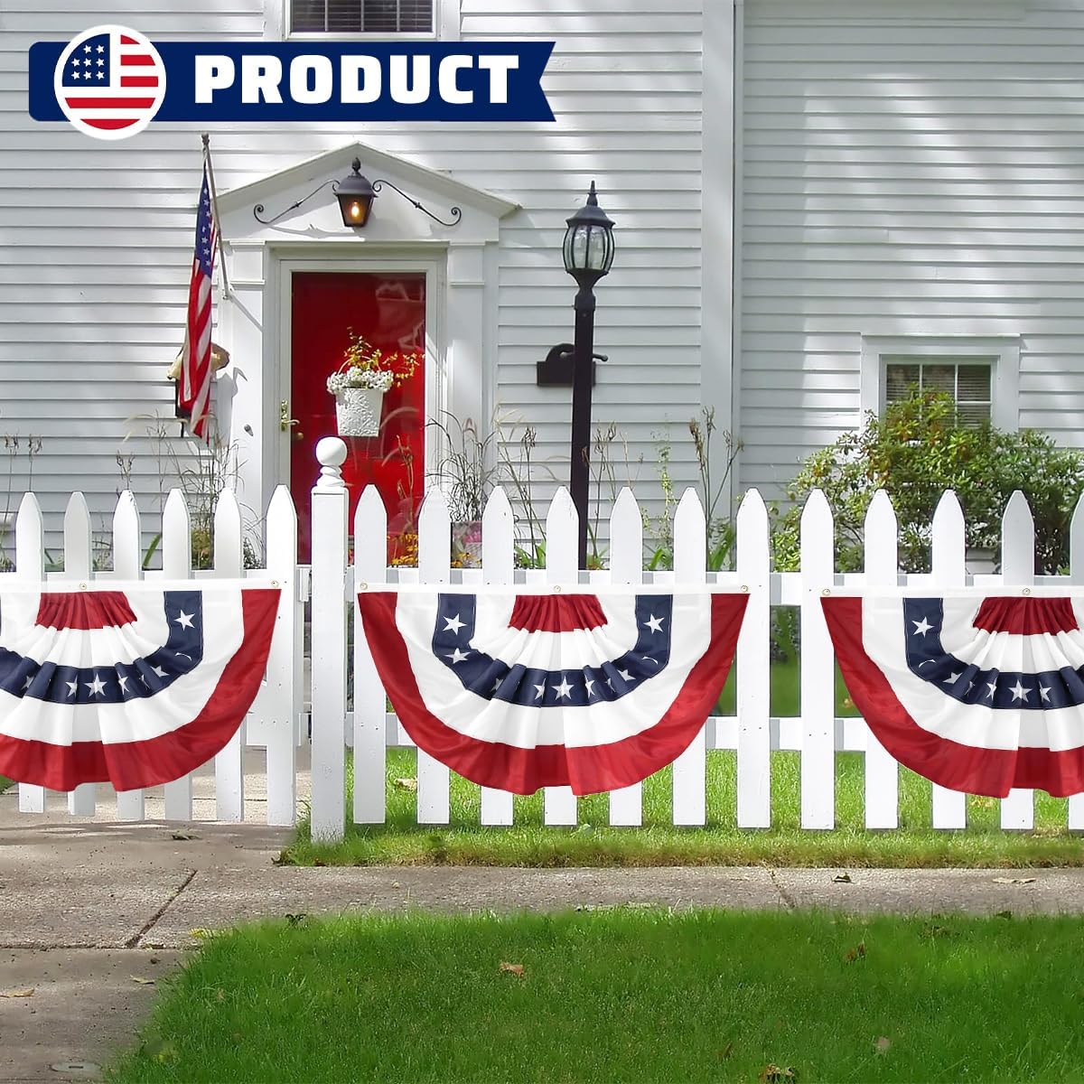 3 Pzas Banderas Abanico 2x4ft Estrellas Lona Ojales
