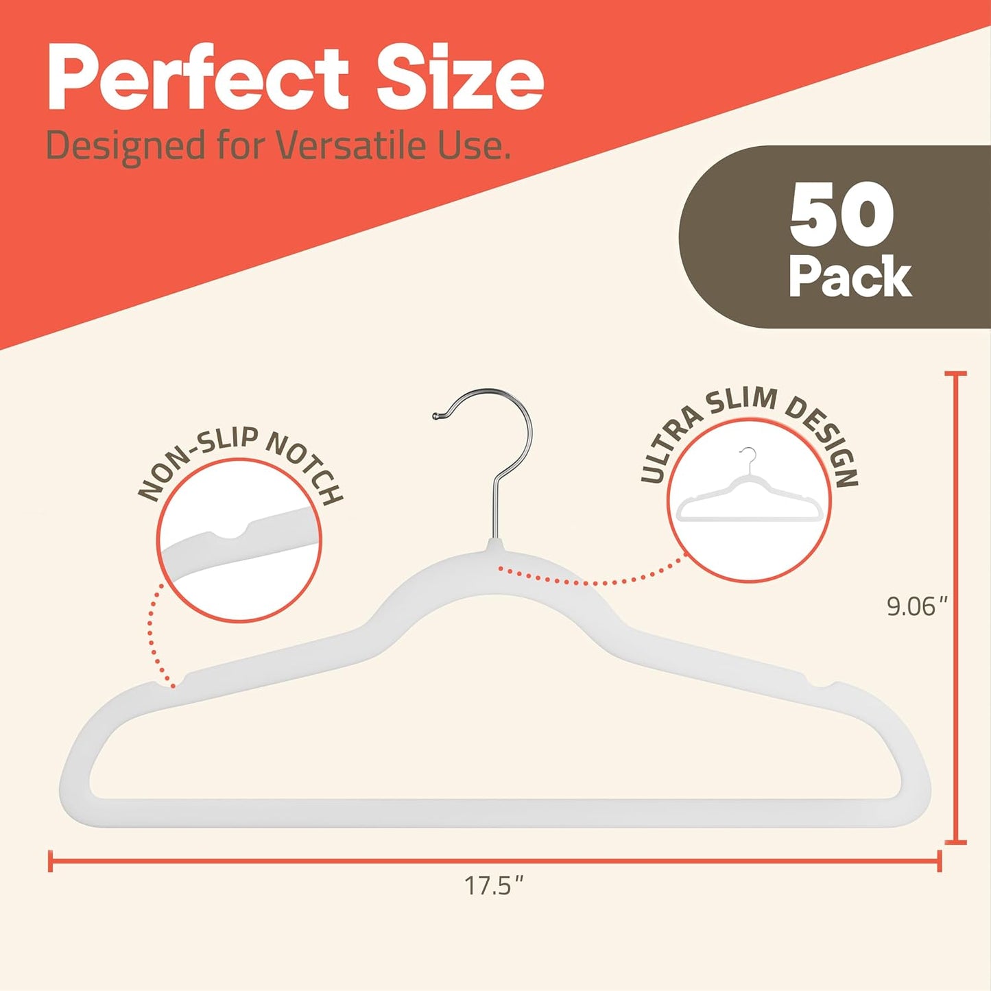 50 Perchas Terciopelo Blanco Giratorio Antiderrap 11lb