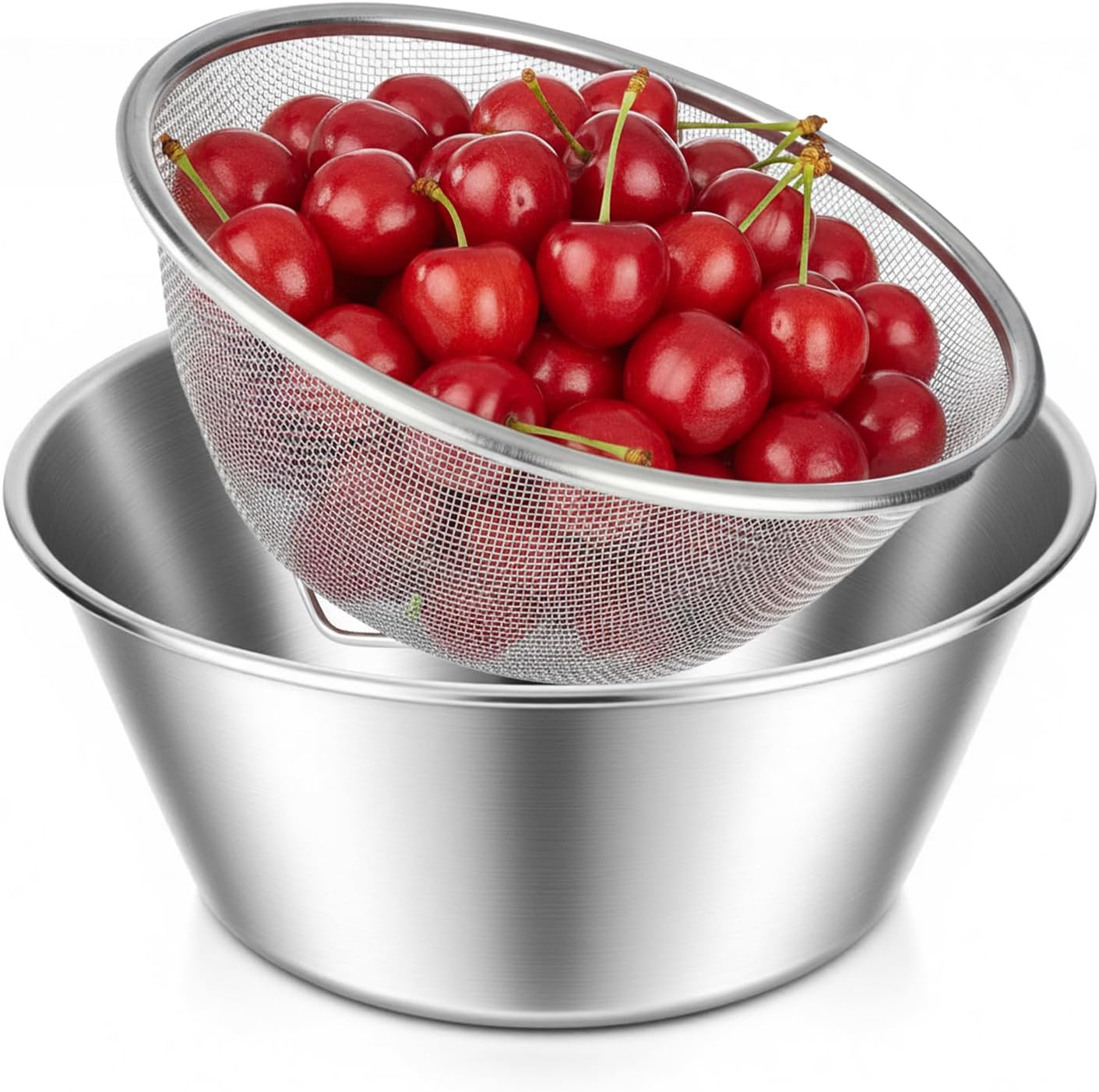 Mini coladores de acero inoxidable para alimentos con cuenco