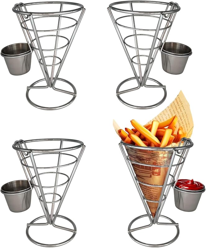 Set 4 Bastidores Inmersión Acero Inox para Papas Fritas Bufé