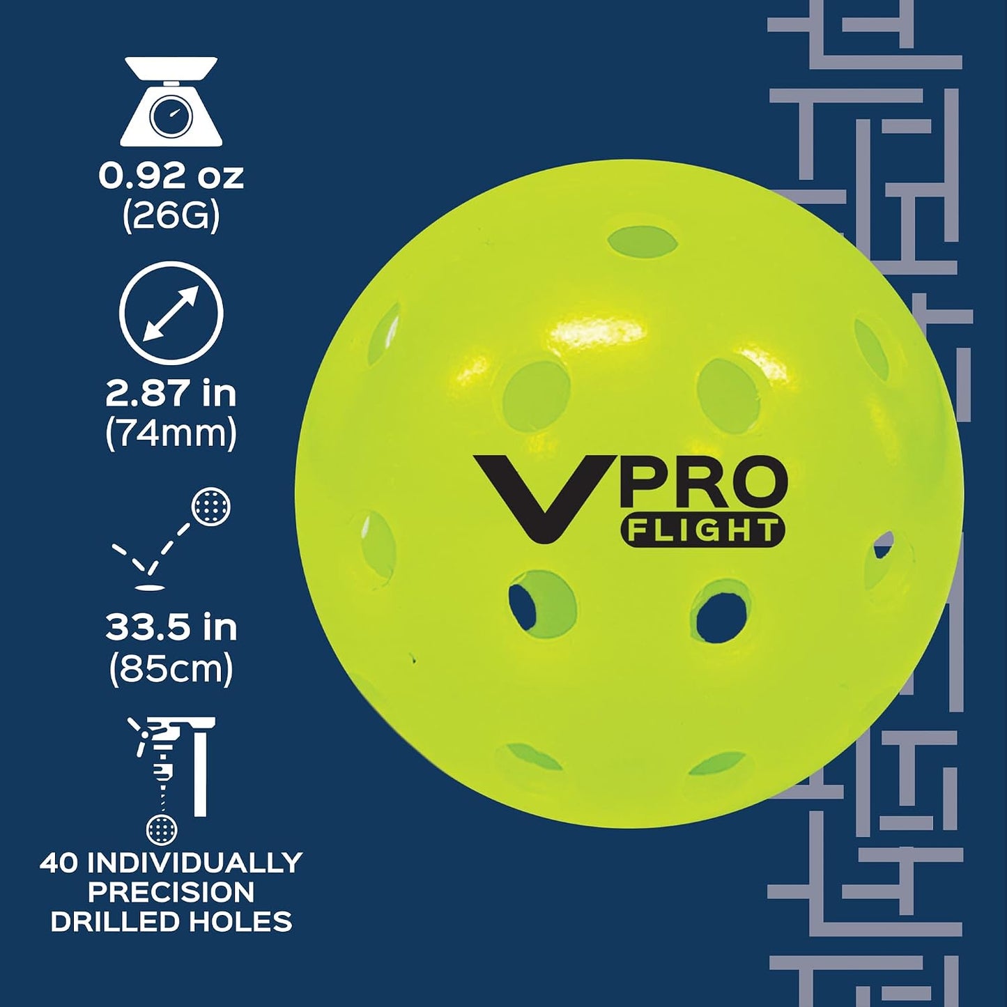 Pelota pickleball VPRO Flight Outdoor Amarillo alta