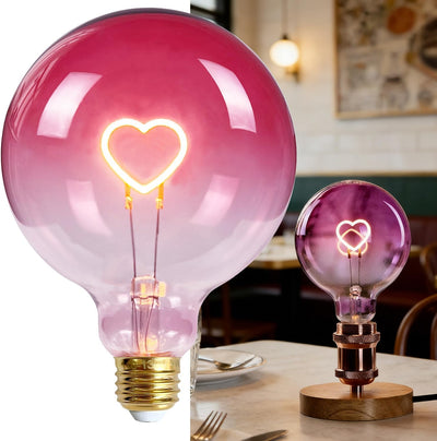 Bombilla LED forma corazón base media 110/130V color rosa