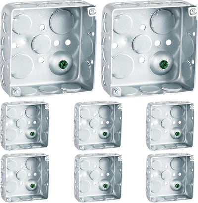 Caja eléctrica cuadrada acero galvanizado 4x4x1.5pulg 8 pzas