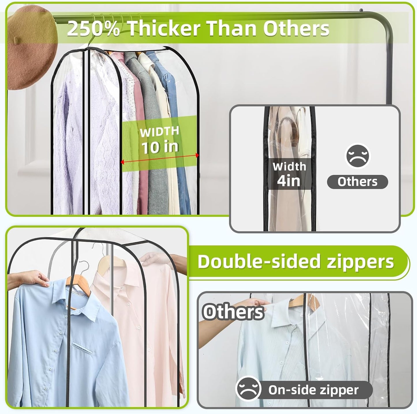 6 Bolsas Transparentes para Colgar Ropa 10pulg
