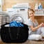 Cesta lavandería plegable con tapa bolsillos 99l negro