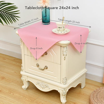 Mantel cuadrado rosa de 24 x 24 pulgadas de poliéster resistente