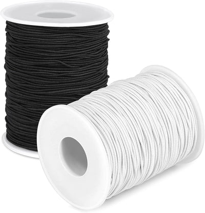 2 Pzas Cuerdas Elásticas para Joyas y Costura 0.047pulg Negro Blanco