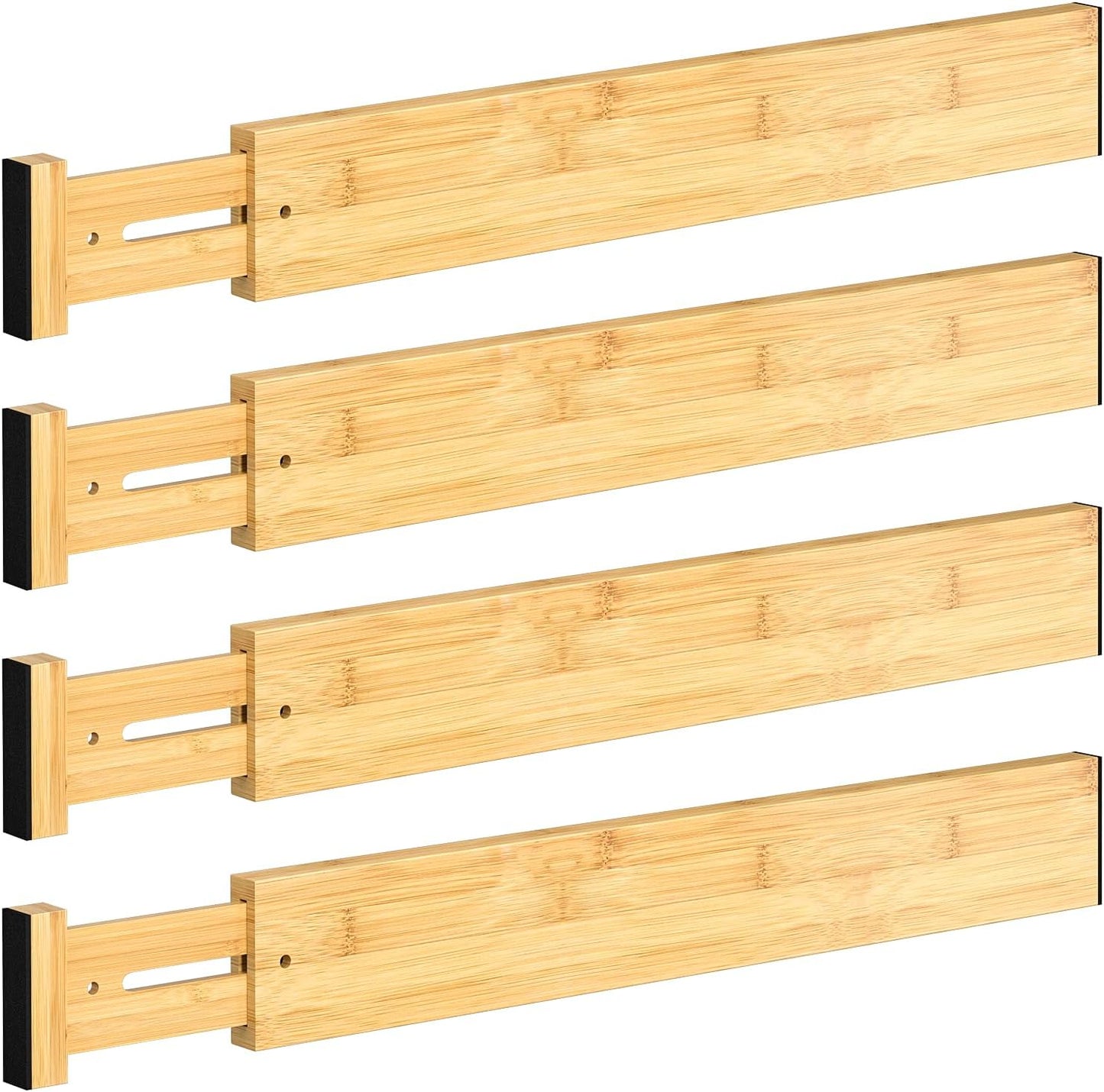 4 Pzas Separadores Cajones Bambú 17-22 Expandibles