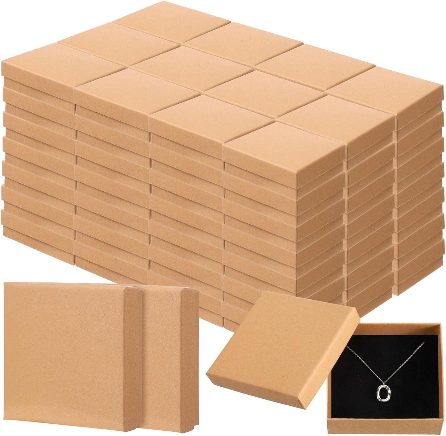 100 Pzas Cajas Regalo Joyería Cartón Kraft