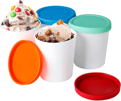 Recipientes helado 1qt con tapa set 4 reutiliz. sin BPA