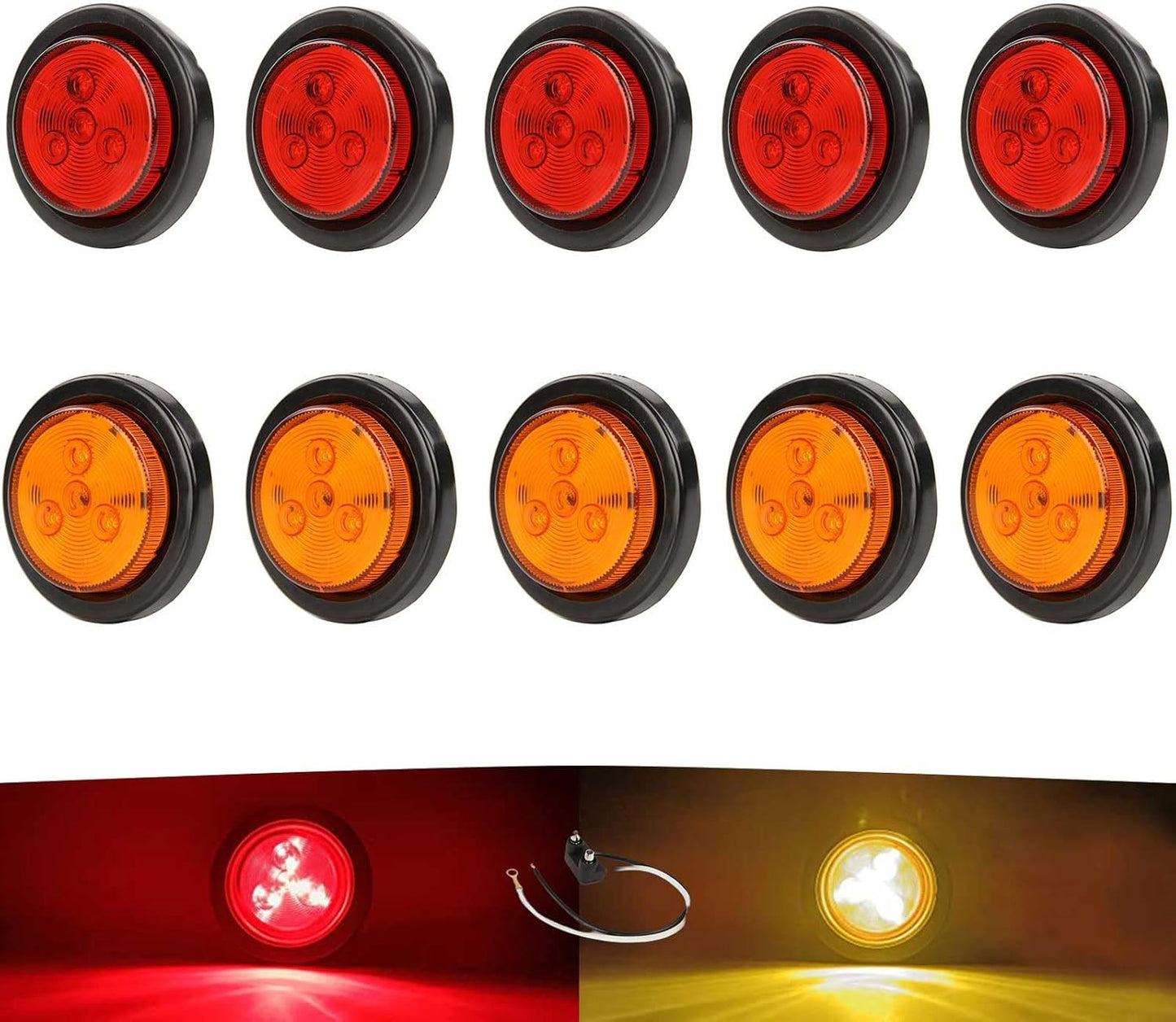 Luces remolque LED redondas 2" 12V impermeables con arandela