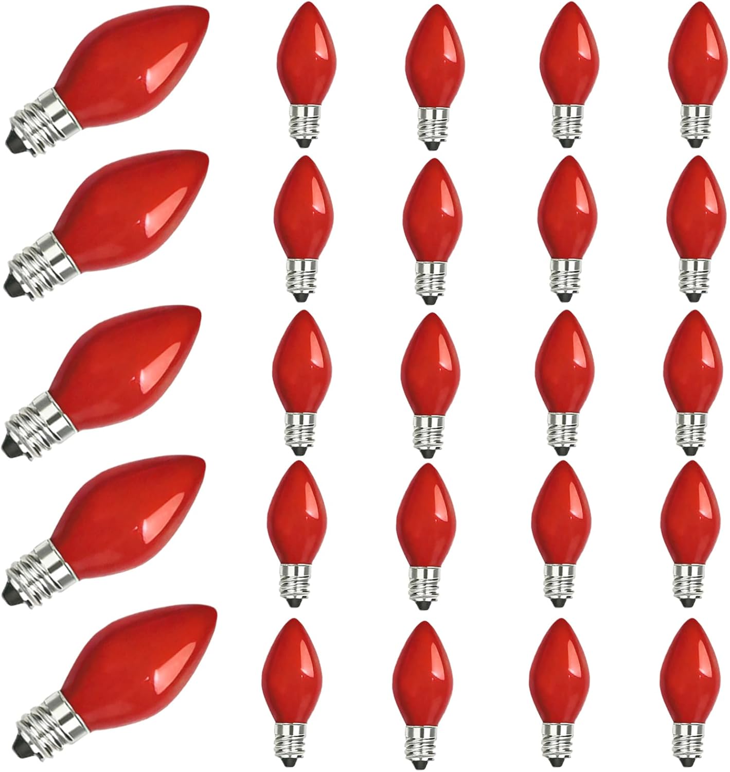 25 Pzas Bombillas C7 Rojas Cerámica E12