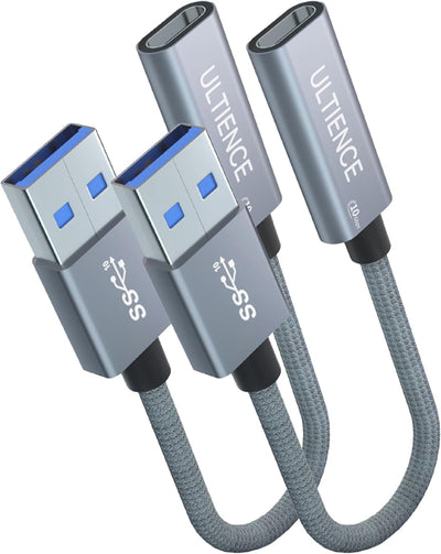 2 Pack Adaptador USB C a USB A 10 Gbps 60 W Carga Rápida Gris
