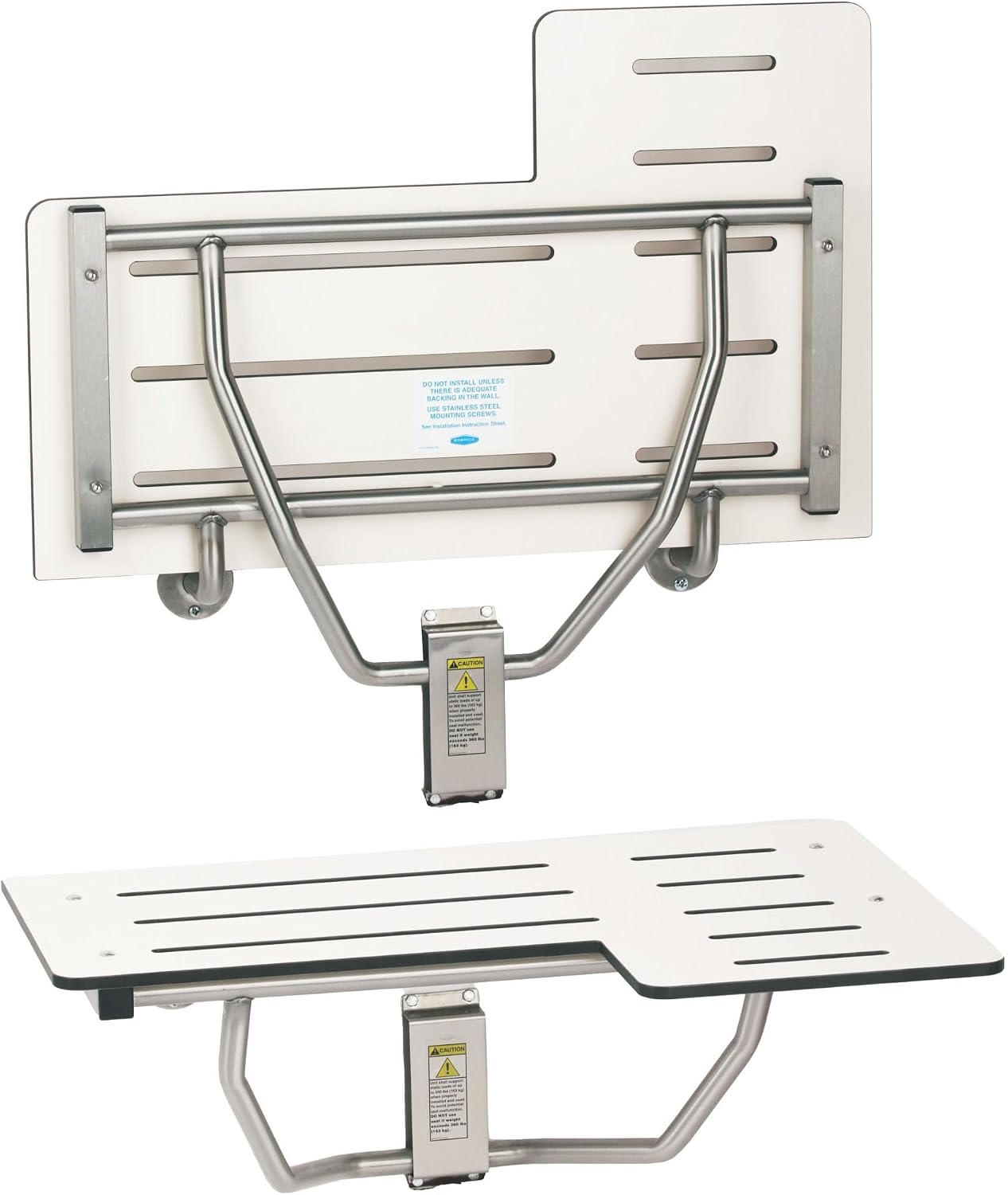 Asiento ducha plegable reversible blanco/acero inox
