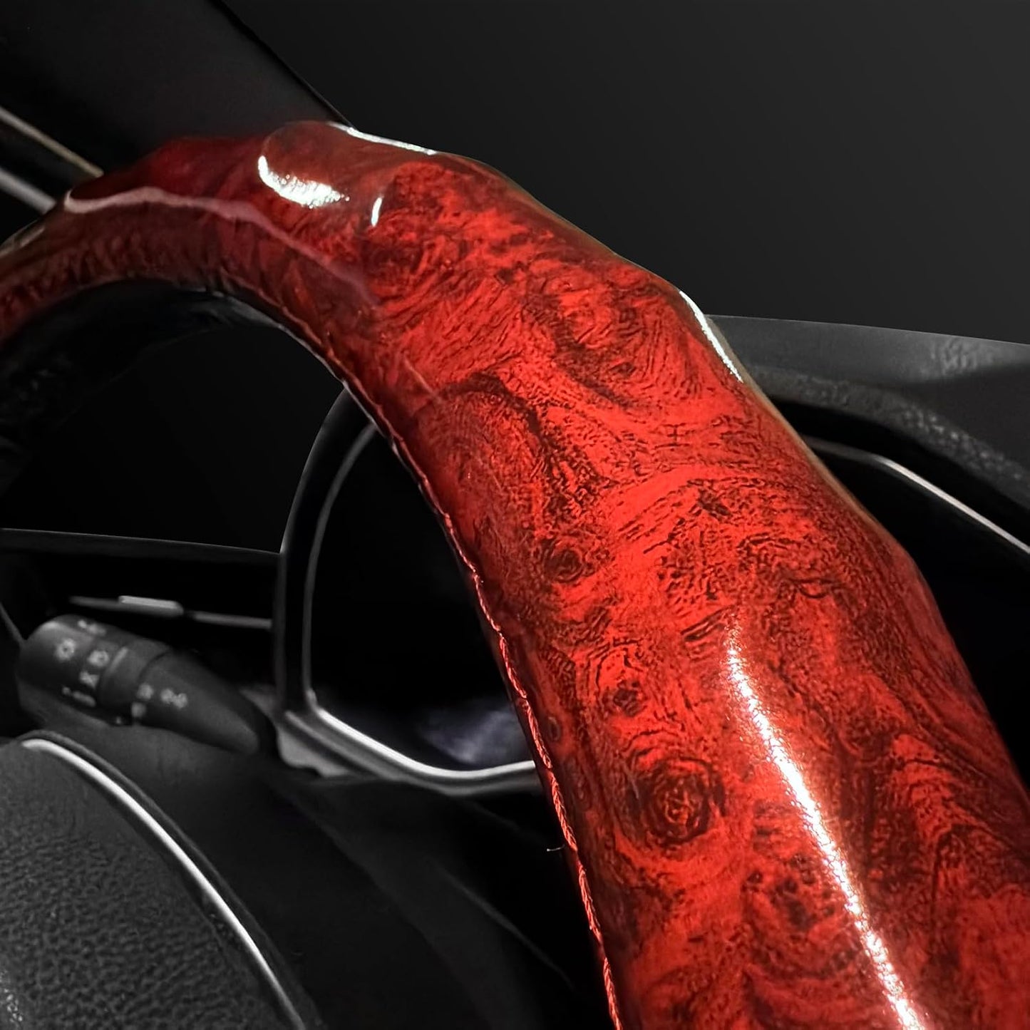 Funda volante madera diseño artístico ajuste universal rojo