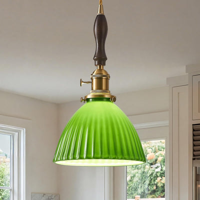 Lámpara colgante cerámica madera nogal E26 vintage cocina comedor