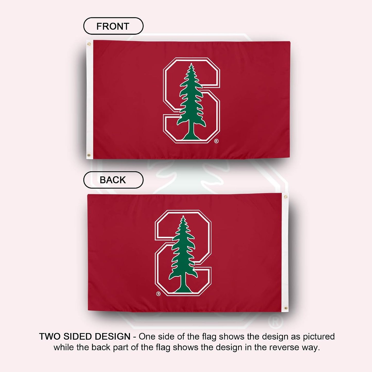 Bandera Stanford 3x5ft tela poliéster interiores exteriores