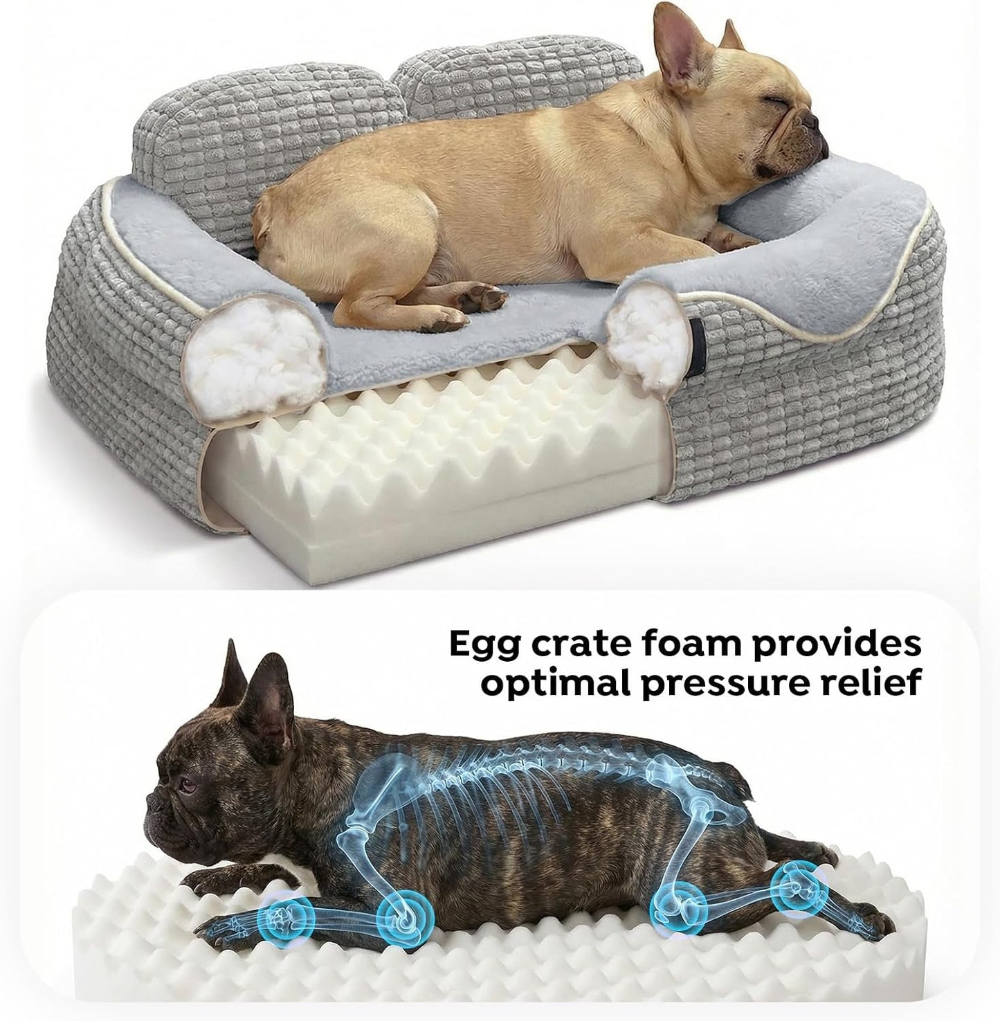Cama ortopédica para perros medianos con funda lavable gris 36pulg