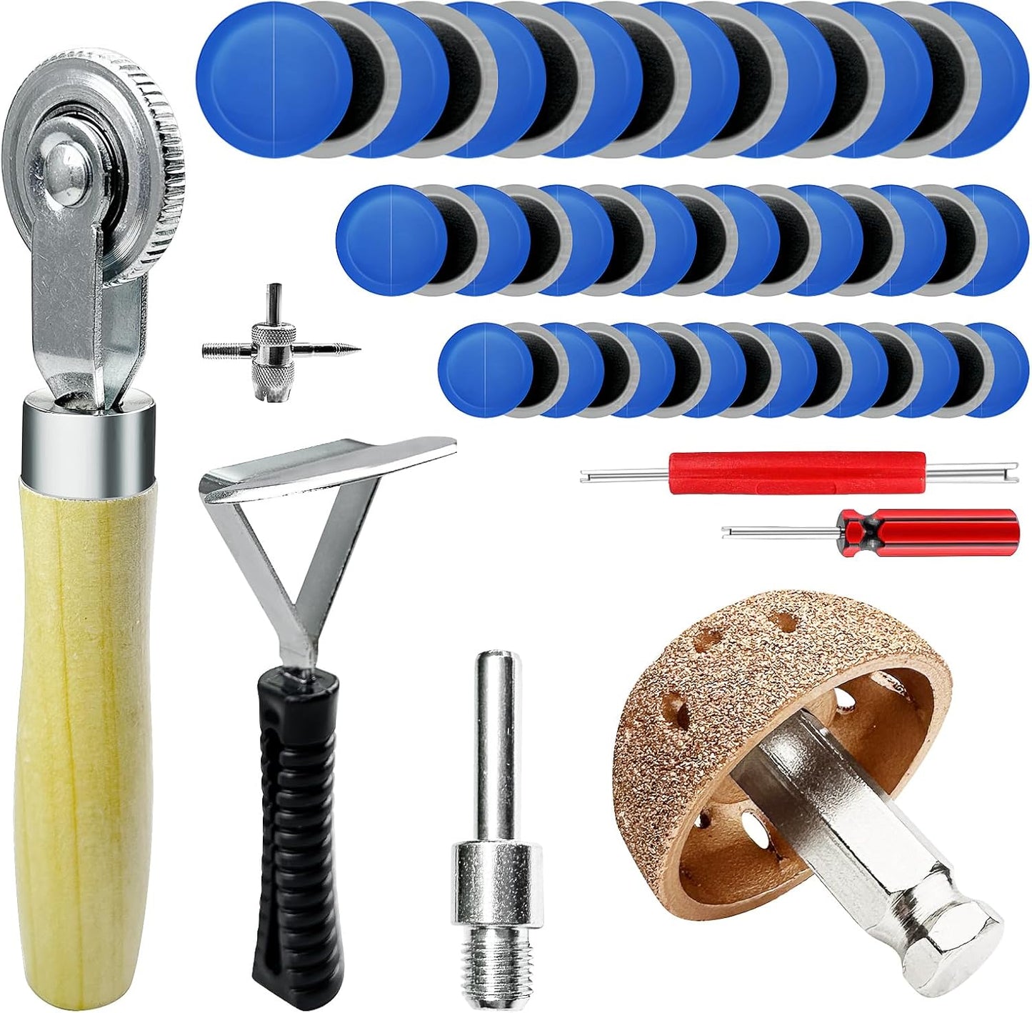 Kit parche neumáticos 53 pzas rueda tungsteno 42mm