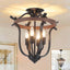 Candelabro 4 luces estilo granja metal negro madera