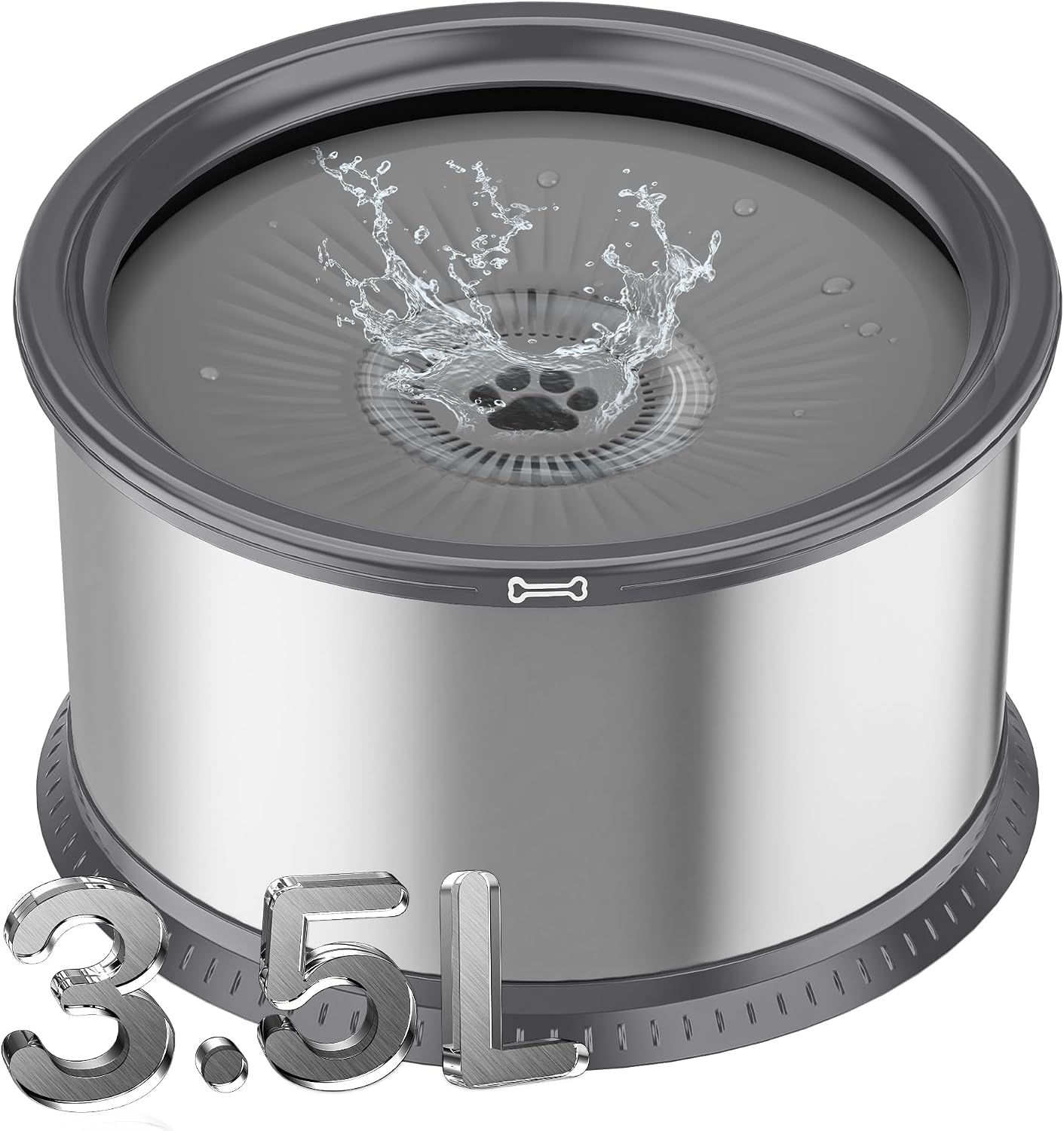 Tazón agua perros 3.5L acero inox sin derrames